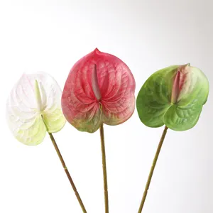 Artificial anthurium flowers 3D print realistic red green white faux flowers main view