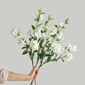Artificial white flower bouquet long branch faux floral home decor table centerpiece display