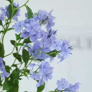 Artificial blue plumbago flower branch for home decor dining room floral arrangement