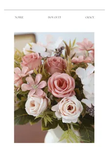 Bouquet de fleurs artificielles de roses en soie vintage détail pour déco maison table.