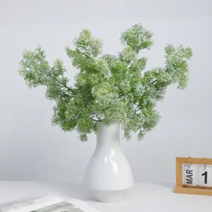 Artificial hairy grass fake flower plant in white vase for home wedding decor wholesale.