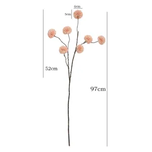 Artificial 7-head pompon chrysanthemum silk flower branch for home decor and wedding decor.