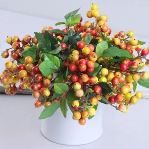 Medium single branch artificial Australian berries 4 colors European style silk flower bouquet home decor