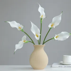 Calla Lily Artificiel Branche Unique PU Double Pétales Fleur Toucher Réel Pour Décoration Maison Mariage Accessoire Photographie