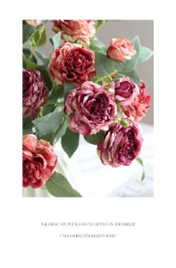 Bouquet di rose artificiali vintage con bordo bruciato per arredamento casa e foto