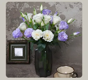 High-end artificial lisianthus silk flowers bouquet elegant home wedding decorative floral art.