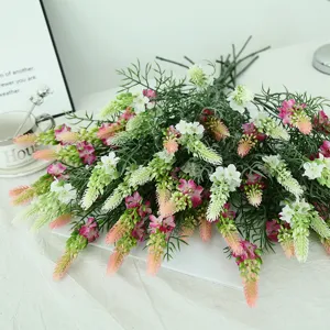 Flores artificiales de lavanda y abanico de plumas plantas para decoracion de bodas y hogar