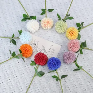 Artificial ping pong chrysanthemum single stem fake flower for wedding home decor party setup