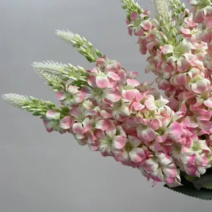 Bouquet de fleurs de delphinium artificielles rose et blanc pour décoration de mariage