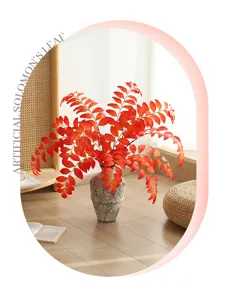 Branche de faux plant de feuilles de Salomon d'automne artificielle pour décor de mariage