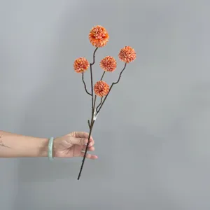 Artificial autumn pompon chrysanthemum single branch fake flower home decor ornament