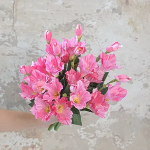 Artificial pink gladiolus flower bouquet for wedding home decor and photography props.