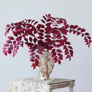 Branche de feuilles d'automne artificielles vase en céramique rustique déco maison