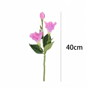 Artificial 3-head gladiolus flower branch pink fake floral home wedding decor prop main view