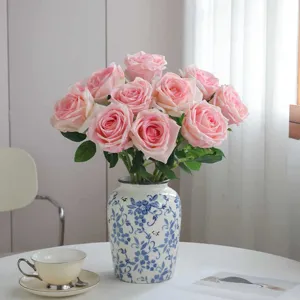 Kunstmatige Zijden Rozenbloem Enkele Stengel Echt Gevoel Rozenboeket Voor Huisdecoratie Bruiloft Feest Fotorekwisieten