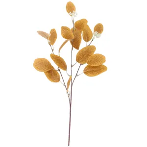 Artificial eucalyptus leaves 3-fork branch with fruits home wedding room decor flower bouquet