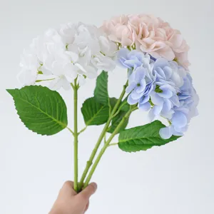 Artificial hydrangea flowers bouquet high simulation soft touch silk floral for home wedding decor