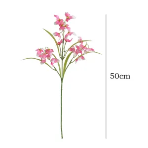 Artificial single branch flower fake orchid for home decor hotel interior decoration 50cm