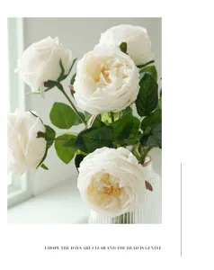 Bouquet di rose artificiali Austin finte peonie bianche fiori per decorazione casa