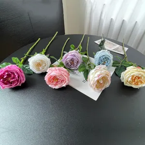 Ramo di Fiori di Rosa Austin Artificiale a Testa Singola Sensazione di Mano Idratante Peonia Rosa Europea Decorazione Matrimonio Casa