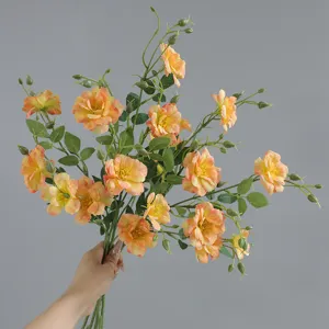 Artificial Silk Small Rose Bouquet Realistic Fake Floral Arrangement For Home Office Room Desktop Decoration