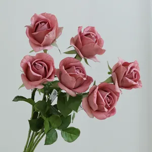 Artificial wet-feel rose flower for wedding decoration and photography prop home decor.