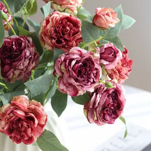 Bouquet di rose artificiali fiori finti per decorazione soggiorno matrimonio composizione