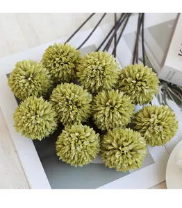 Artificial Chrysanthemum Ball Flowers Green Fake Flowers Home Wedding Decor Props