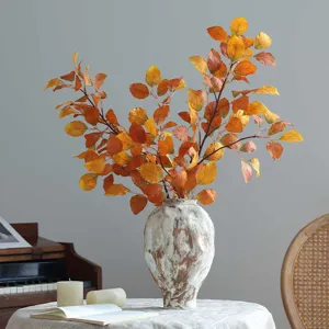 Fausse Branche de Hêtre Fleur en Soie Fausse Plante de Feuilles d'Automne Pour Maison Mariage Fête Vitrine Décoration