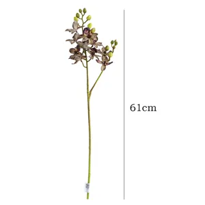 Artificial orchid flower branch soft rubber phalaenopsis stem interior decor 61cm