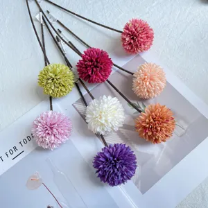 Artificial chrysanthemum pompon flower stems fake flowers for home wedding party decoration