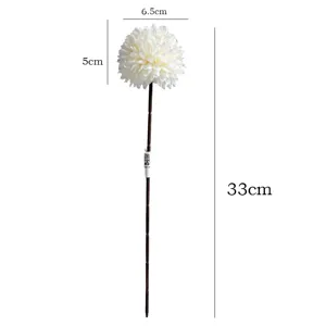 Artificial pompon chrysanthemum flower head with long stem for home decor and party use