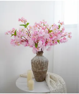 Kunstmatige kersenbloesem takken roze zijden bloemen woonkamer decoratie boeket mooi