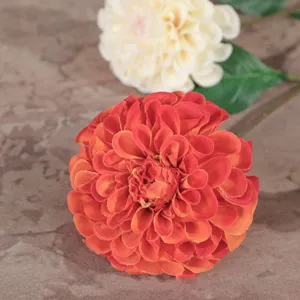 Artificial 2-head dahlia flower for home decor and wedding arrangement, realistic faux floral main view