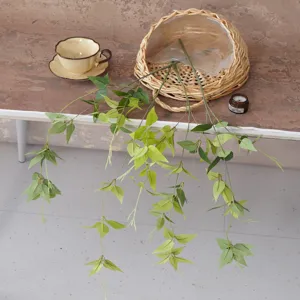 Artificial green hanging plant vine for home decor wall plant wedding arrangement fake leaves