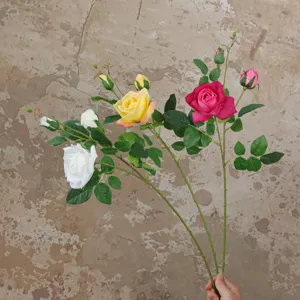 Artificial rose flowers bouquet home decor realistic silk floral arrangement faux plant.