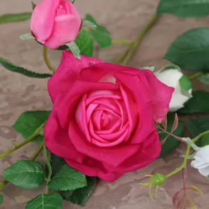 Artificial rose flower decoration, high simulation moist-feel fake flowers for living room table.