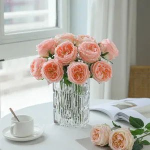 Bouquet di rose artificiali Austin, peonia idratante a stelo singolo, fiori in stile europeo