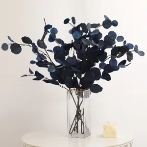 Artificial eucalyptus leaves faux plants for wedding and home decoration in glass vase
