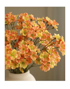Artificial orange plum blossom flower bouquet, fake flowers for home table decor.