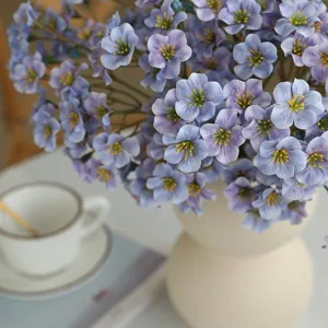 Countryside style artificial flower bouquet, purple small plum blossoms for home decor.