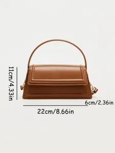 Elegante braune Mini Handtasche für Damen, strukturierte Umhängetasche mit Henkel.