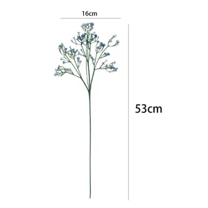 Bouquet de Fleurs de Gypsophile Bleu Artificiel 3 Branches Caoutchouc Souple pour Décoration