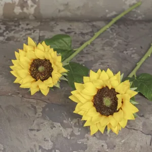 Artificial sunflower single branch home decor fake flower for photography props and display.