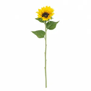 Single stem artificial sunflower silk fake flower for home decor yellow 80cm tall 1pc