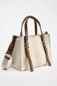 Toile Mini Sac à Main Marron Rayé Décontracté Sac Bandoulière Bureau Quotidien Mode