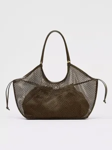 Damen Mode Netz Tragetasche Große Kapazität Lässig Pendeln Handtasche Retro Gewebte Umhängetasche Tägliche Einkaufstasche
