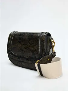 Borsa a tracolla da donna in pelle effetto serpente, borsa alla moda con cinturino largo.