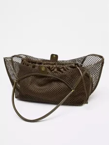2025 neue Damen Mesh Shopper Tasche grosse Kapazitat Retro Freizeit Handtasche Umhängetasche.