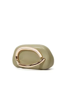 2026 new metal box clutch bag unique artistic handle design olive green mini shoulder cross body